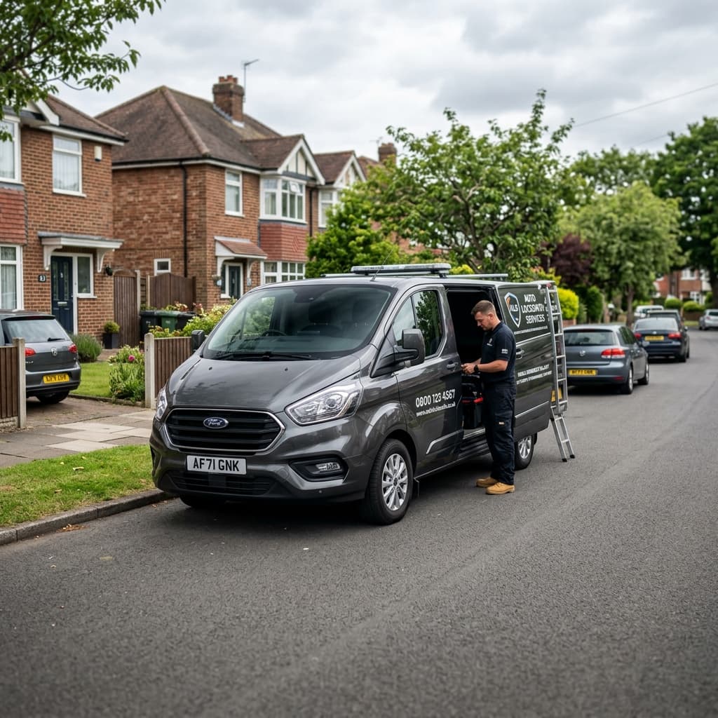Locksmith Mobile Service Van in suburban area